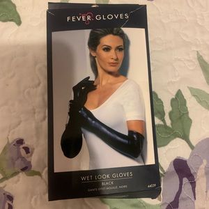 Halloween Long Black Leather Gloves